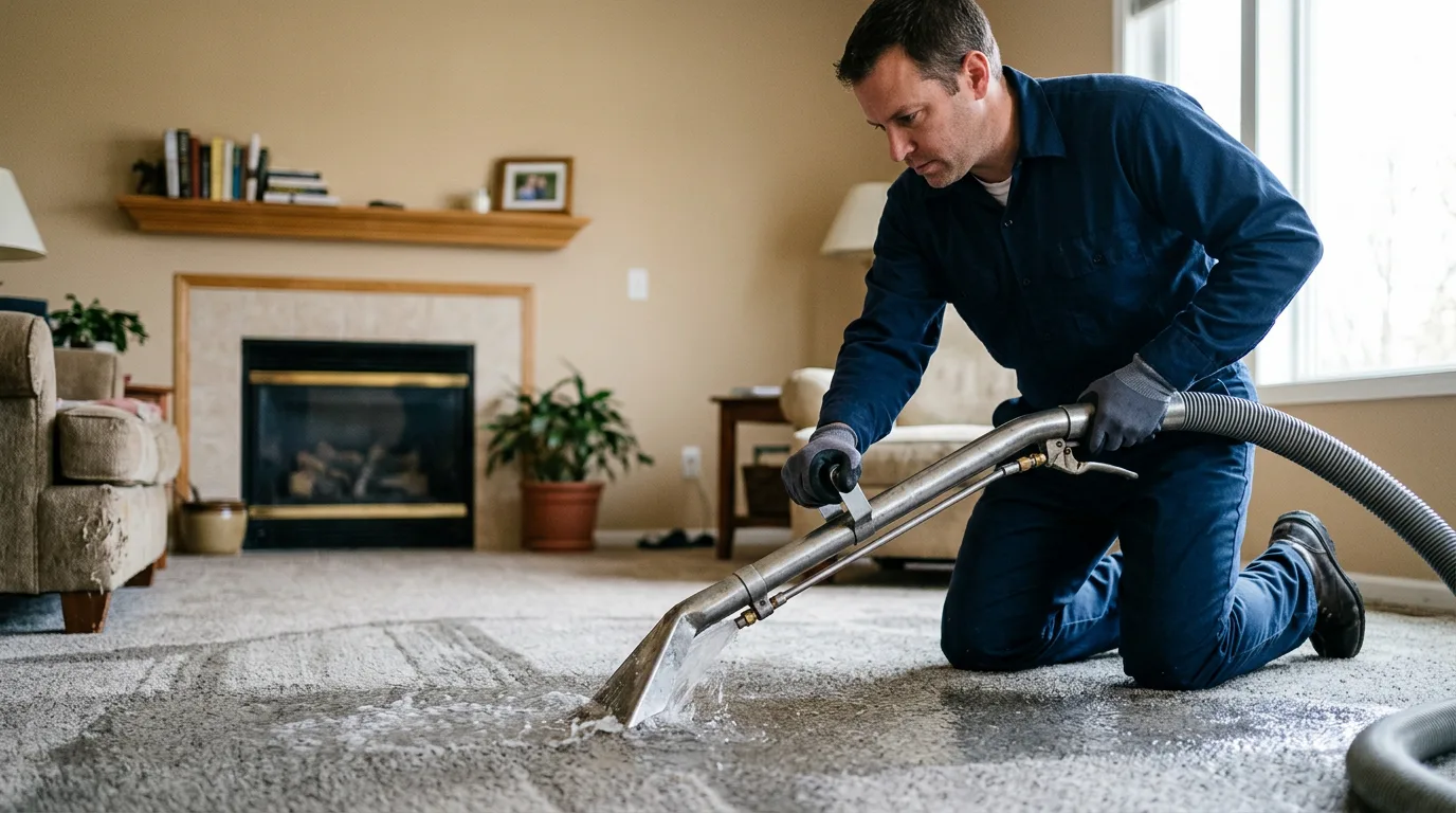 Water damage restoration technician working near Spencerville, MD